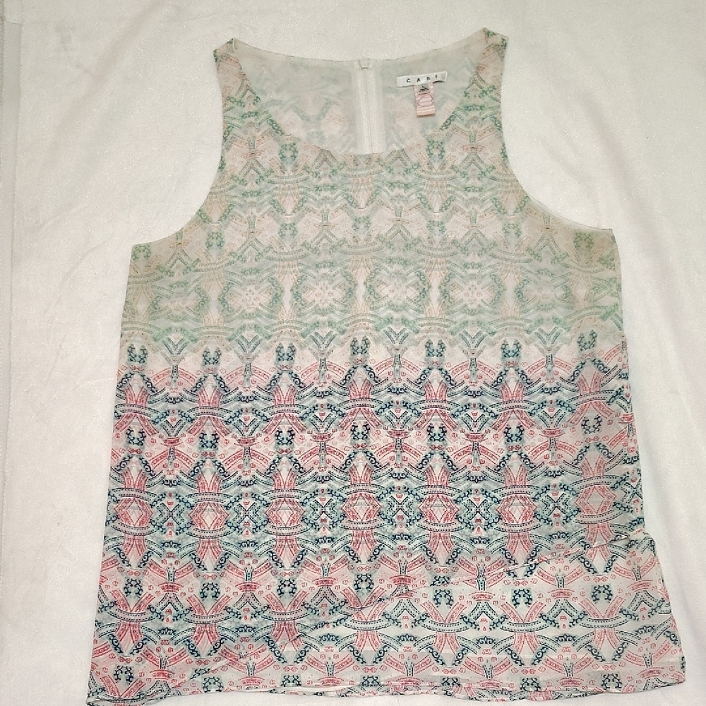 CAbi Green‎ and Pink Sleeveless Tank Top